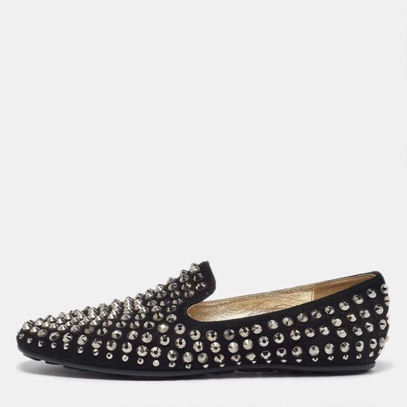 Jimmy Choo Black Suede Wheel Crystal Studded Smoking Slippers Size 35,New Products : American Fashion Style Bags On Sale